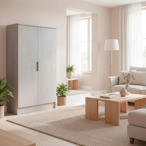 Armadio Multiuso 2 Ante Scarpiera Salvaspazio Con 6 Ripiani Estraibili Mobile Porta Scarpe Ingresso Corridoio Camera Ripostiglio Design Moderno Minimal 108 x 55 x 39.6 Cm Colore Rovere - Colore: Grigi