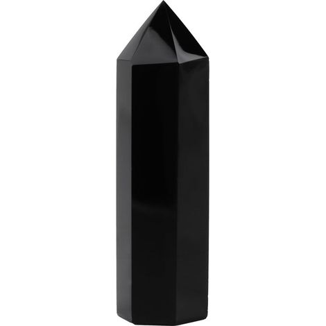 Sechseckiger Zauberstab aus natürlichem schwarzem Obsidian, Heilstein, Kristallsäule, 1 Stück (1/5)