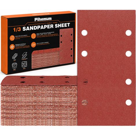 80 Pièces Feuilles Abrasives 93 x 185 mm Grain 150 8 Trous (1/5)
