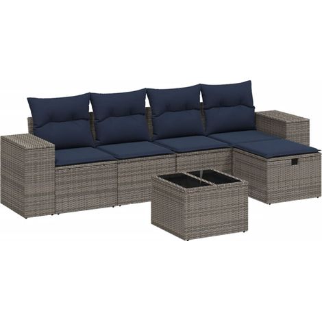 Maison Exclusive - 6-tlg. Garten-Sofagarnitur mit Kissen Grau Pol