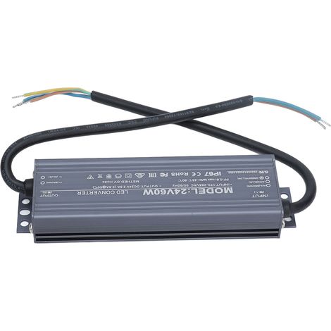Alimentation LED 60W 24V 2.5A, transformateur étanche IP67, tension constante AC170-265V, driver pour bande lumineuse et spots extérieurs, adaptateur robuste. (1/5)