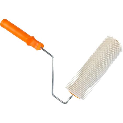 Rouleau Debulleur Ragréage 23cm Bavures 14mm avec Perche Telescopique Kit Ragréage Complet, 2 Rouleaux Peinture, Chaussures à Pointes Acier,Solide et Lavable(une Seule Rouleau Debulleur de 23 cm)