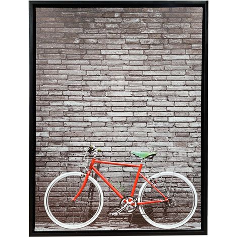 Tableau imprimé vélo rouge sur cadre en bois noir 30x40 cm - BIKE (1/3)
