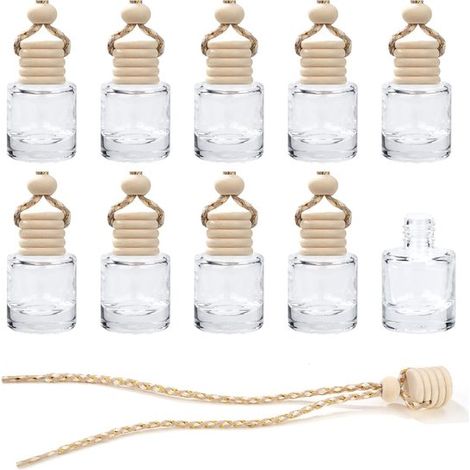 Désodorisants pour voiture 10 pièces – Flacons de parfum rechargeables 8 ml en verre – Diffuseurs cylindriques pour voiture maison et bureau – Flacons décoratifs pour huiles parfumées et aromathérapie (1/5)