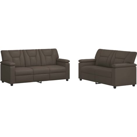 Juego de Sofá 2 pcs Gris Cuero sintético vidaXL