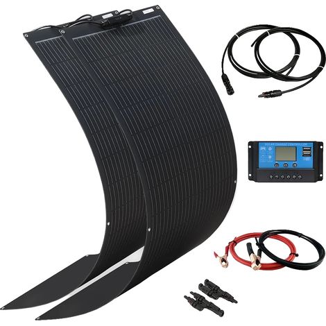 Kit de panneaux solaires, design monocrystalline efficace, installation polyvalente, Kit solaire de 200W (1/2)