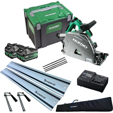 HiKOKI Brushless Plunge 36V 165mm Cordless Track Saw x2 8ah Case + Rail Kit