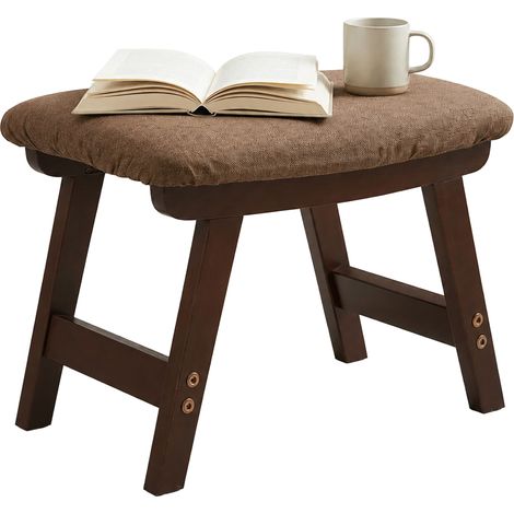 Reposapiés Relaxdays de madera, acolchado, (Al x An x Prof) 29 x 40 x 25 cm, pasillo, salón, taburete auxiliar, marrón (1/5)