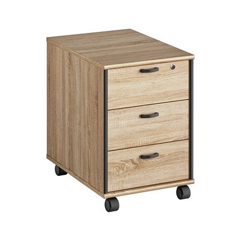 Caisson pour bureau 3 tiroirs en chêne sonoma et gris - RAFAEL