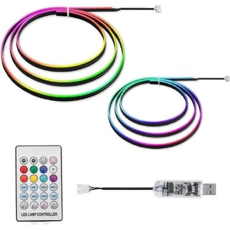 Bandes Lumineuses Intérieures Voiture - Bande LED RGB 43 Pouces avec Fibre Acrylique - Contrôle Bluetooth par Appli - Synchronisation Musique - Installation Non Destructive - 1 Pièce