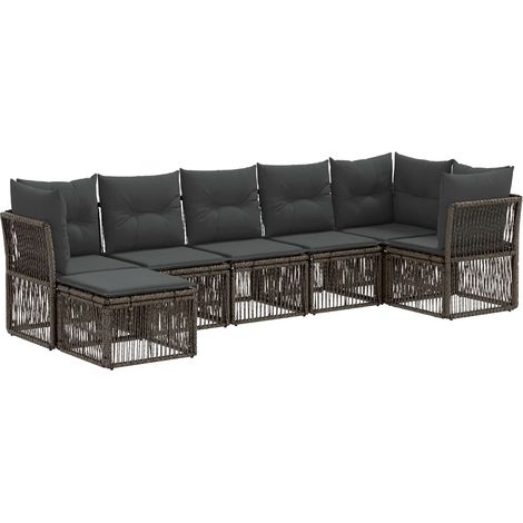 Gartensofa-set 7 pcs Grau Poly-Rattan vidaXL