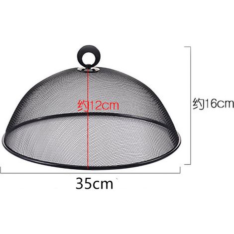 Lot de 2 cloches alimentaires en fer noir, cercle moyen anti-mouches, protection anti-poussière pour plats ronds et rectangulaires, usage domestique. (1/3)