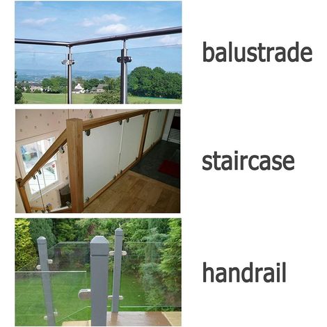 Morsetto per vetro Ineasiscer da 8 pezzi, supporto per vetro da 6-8 mm, clip per vetro in acciaio inossidabile 304, supporto per vetro regolabile per balaustre, corrimano per scale (1/4)