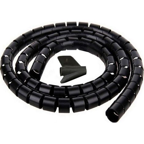 Cache Cable, 2m - ∅22mm, Noir, 2m Gaine Souple Electrique Cable Management pour Ranger ou Cacher les TV PC Câbles, Gestion des Câbles pour Maison et Bureau (1/4)