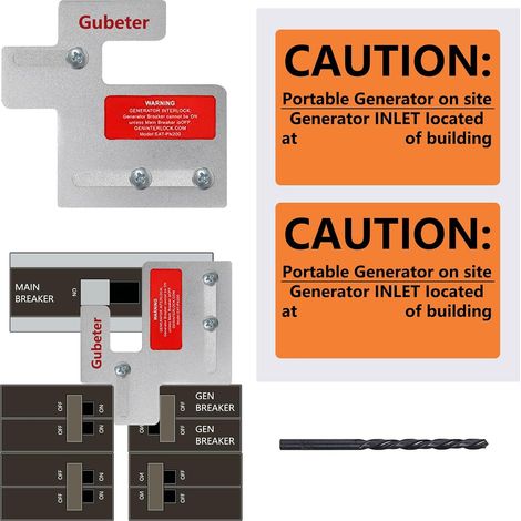 Kit d'interverrouillage de générateur compatible avec les panneaux Eaton Cutler Hammer série BR et CH 150 ou 200 ampères, espacement de 1 1/4 à 1 7/16 pouces entre le disjoncteur principal et les disj (1/5)