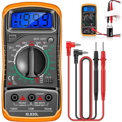 Multímetro digital True RMS de 9999 cuentas, probador eléctrico multifunción de CA/CC con pantalla LCD, voltímetro, amperímetro, ohmímetro, NCV, continuidad, diodo, capacitancia y temperatura. (1/5)