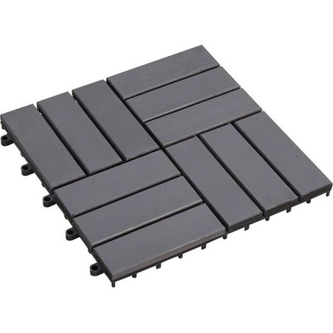 Carreaux de sol pour terrasse, 30 pièces, gris, 30 x 30 cm, bois d'acacia. (1/5)