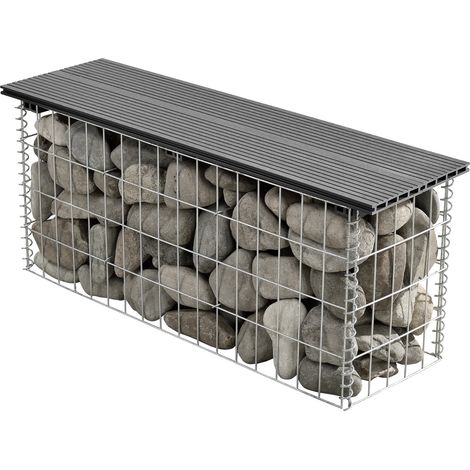 Panca da giardino in gabbione 100 x 30 x 5 cm grigio 030006440