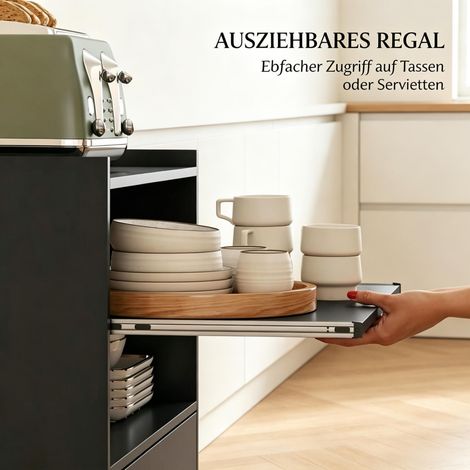 Mikrowellen‑Küchenwagen auf Rollen, Mobiler Küchenrollwagen mit Schrank, Schubladen und Regalen für Küche (1/5)