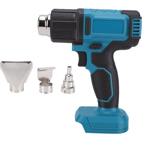 Pistolet thermique sans fil compatible avec les batteries Makita 18 V, écran LCD numérique, température et débit d'air réglables (50 °C à 550 °C) pour le rétreint du PVC et le décapage de peinture (bl