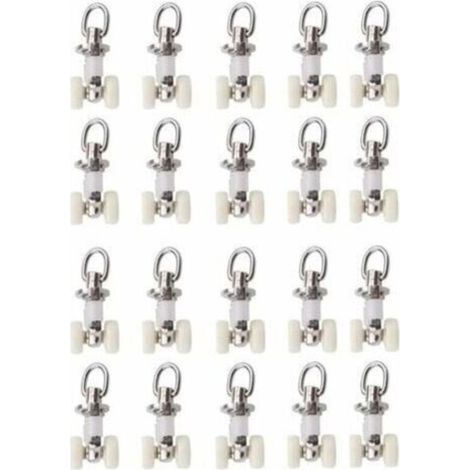 YMYNY 20 Pièces Rouleaux de Rail Planeur de Voie de Rideau Plastique Twin à roulettes en Alliage d'aluminium, petit