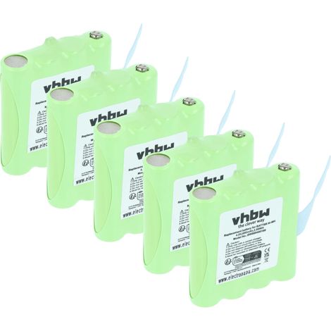 vhbw 5x Battery compatible with Midland BATT8R, BATT-8R Radio, Walkie-Talkie (600 mAh, 4.8 V, NiMH)