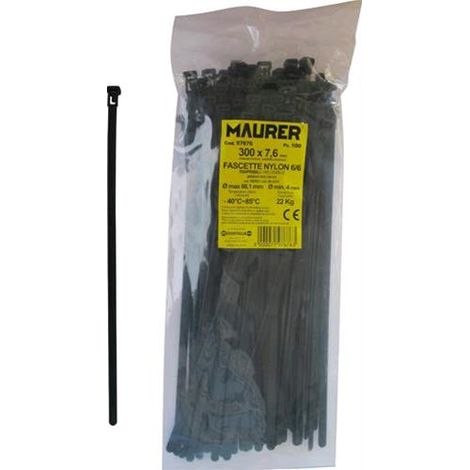 FASCETTE per CABLAGGIO MAURER Colore Nero APRIBILI 200X7,6 Conf. 100 pz