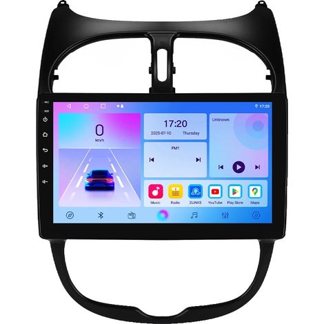 Radio para coche, soporte multimedia, pantalla táctil, compatible con Peugeot 206 206CC 206SW 2000 - 2008, T1-1G 32G-4cores-B (1/2)