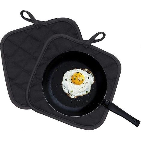Dessous de plat résistants à la chaleur pour la cuisine, utilisables en intérieur et en extérieur toute l'année. Matière flexible pour une utilisation facile et une prise en main ferme. Lot de 3, noir (1/4)