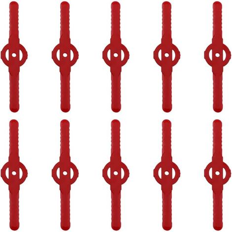 [NEVER USED] 10 Pcs Lawn Mower Blades, Garden Mower Accessories, Plastic Replacement Blades, Garden Tools, Small Hole 5mm, for Garden Lawn Mowers, Cordless Grass Trimmers (Red) (1/4)