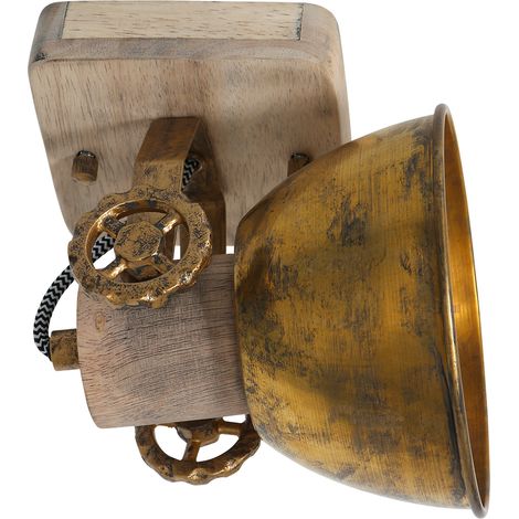 Mexlite - spot - Gearwood - bronze - metall gummibaumholz - (1/5)