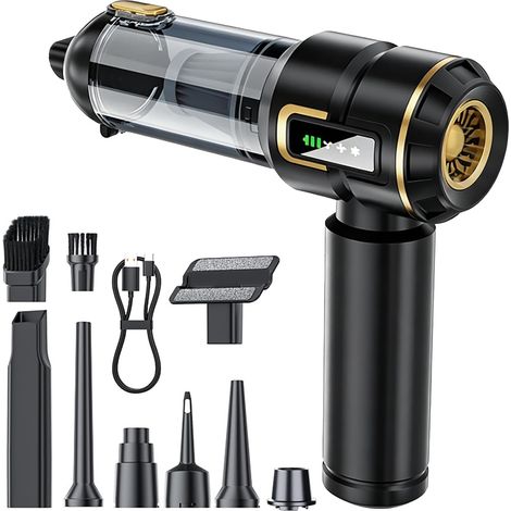 Aspirateur à Main sans Fil Puissant 16000Pa, Mini Aspirateur Voiture avec USB-C, Aspirateur Portable 4 en 1 Aspiration Soufflage Gonflage Dégonflage, pour Maison Bureau Auto (1/5)