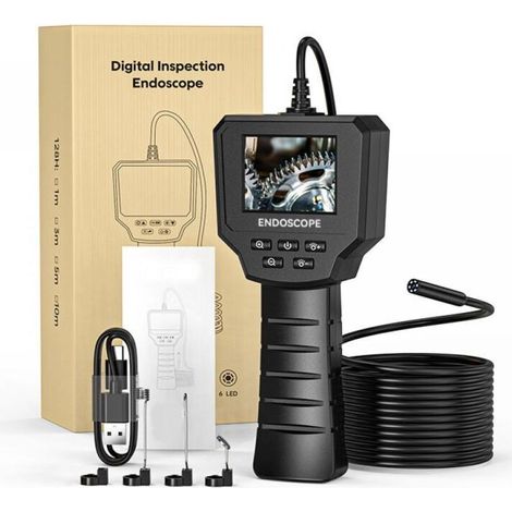 Caméra d'inspection endoscopique Industrielle 2,4 Pouces, 1440P HD Caméra 2,0 MP avec 6 LED Réglables, Numérique Caméra Etanche IP67 de 8 mm, Câble Semi Rigide 5M (1/5)