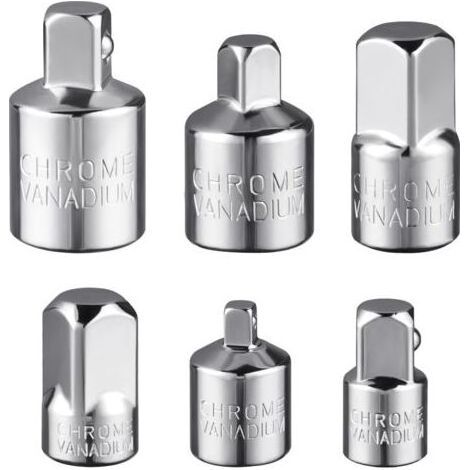 Steckschlüssel-Adapter-Set, 6-teilig, Steckschlüssel-Reduzierstücke für Ratschen: 1/2" auf 3/8", 3/8" auf 1/2", 3/8" auf 1/4", 1/4" auf 3/8", 1/2" auf 1/4", 1/4" auf 1/2" für Ratschen und Steckschlüss (1/5)
