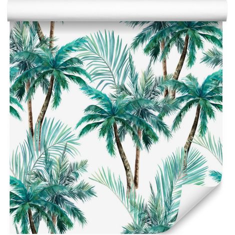 Papel pintado con motivos naturales de hojas de palmera para salón y dormitorio, 50x1000 cm. (1/5)
