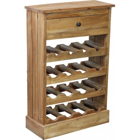 Cantinetta portabottiglie rettangolare fisso in legno massello di mogano 50x22xH77.5 cm (1/4)