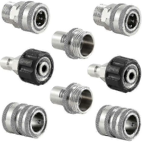 Kit de raccordement rapide pour nettoyeur haute pression en acier inoxydable 25-26, raccord rapide M22 14 mm vers 3/8 pouce, adaptateur à dégagement rapide 3/4 pouce vers 1/2 pouce F54 (1/5)