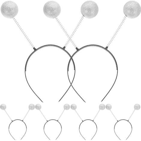 Lot de 6 boules de Noël blanches pour coiffes créatives et accessoires de coiffure de fête.-White (1/3)