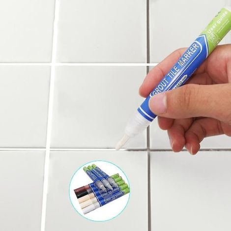 2 stylos à joints étanches pour carrelage, recharge pour la réparation des joints, stylo à joints muraux anti-moisissures (beige) (1/5)