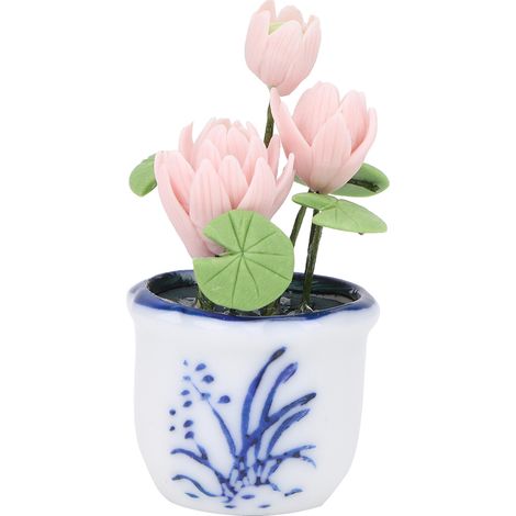 Mini Lotus Fleur Lotus Plante Décor Maison Miniature 1/12 Accessoire Modèle Fée Jardin (1/5)