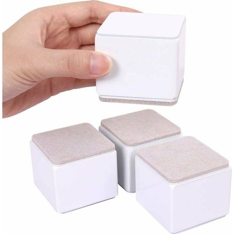 Nazalus – Sonderangebot – 5 cm Möbelfüße, 6 cm lange Bettfüße, heben Sofa, Bett und Kleiderschrank um 5 cm an, weiß, quadratisch (1/5)