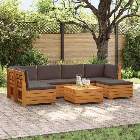 vidaXL Ensemble de canapés d'extérieur avec coussin 7 Pièce Marron