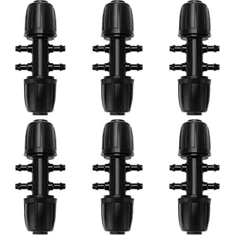 CSPARKV 10x2.7cm 6-Voies Raccord de Tuyau D'Irrigation, Connecteur d'Irrigation Goutte à Goutte à 6-Voies pour Jardin, Pelouse, Noir (1/5)