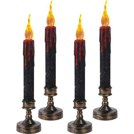 Lot de 4 bougies LED pour Halloween - Gouttes de sang - Bougies sans flamme avec bougeoir - Bougies flottantes à LED - Fonctionne avec piles - Décoration intérieure et extérieure (1/5)