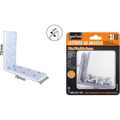 Kaela - Set 4pz Lastrine Lastrina Ad Angolo Angolare 70x70x30x2 Mm Con Viti Mobili 57123 - (1/2)