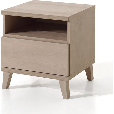 Tavolino da notte per camera da letto per bambini e neonati con cassetto e vano, collezione LOUISE Colore Rovere River Oak (1/3)