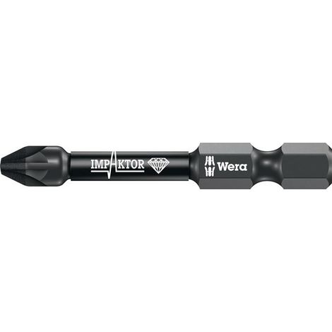 Wera Impaktor Bit für Pozidriv, 1/4 Zoll E 6,3 Set, Kreuzschlitzgröße: 2 5 Stk