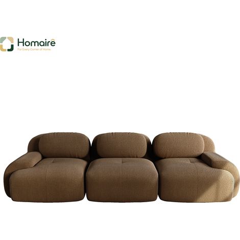Canapé modulable en velours côtelé marron avec accoudoirs 298 x 103 x 75 cm HOMAIRE (1/4)