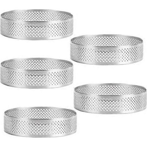 5 pièces circulaire cercle à tarte dessert acier inoxydable Perforation moule à gâteau (1/5)