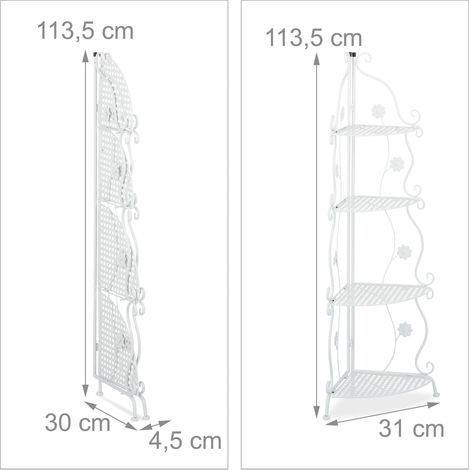 Étagère pour plantes en métal vintage salon balcon 113,5 x 31 x 31 cm décoration romantique en fer noir (1/5)